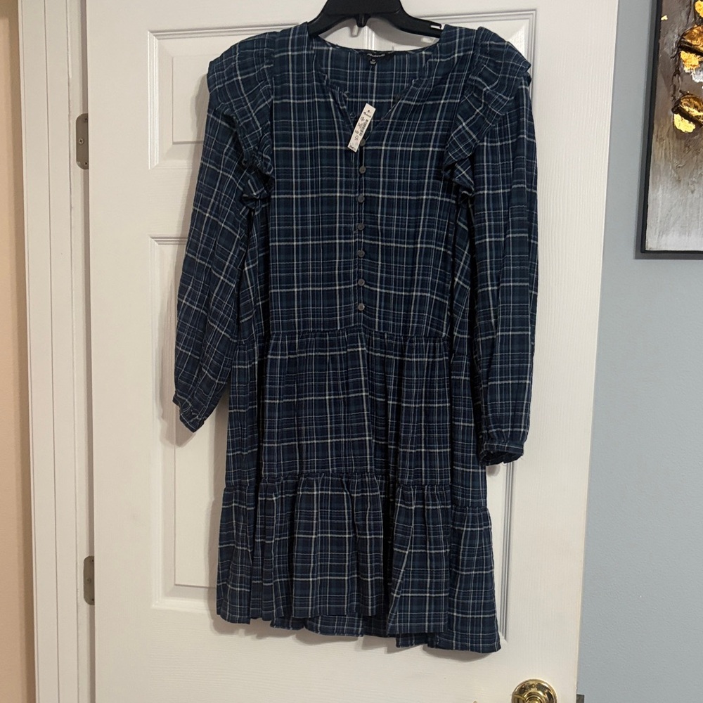 Madewell Plaid Blue Dress xs